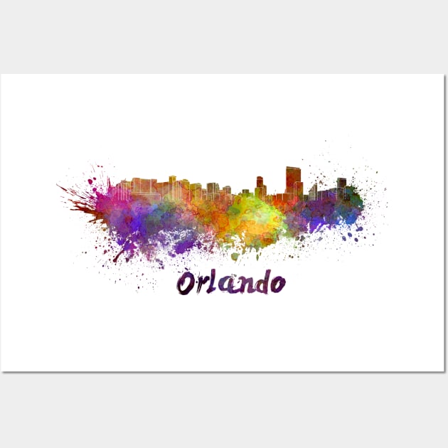 Orlando skyline in watercolor Wall Art by PaulrommerArt